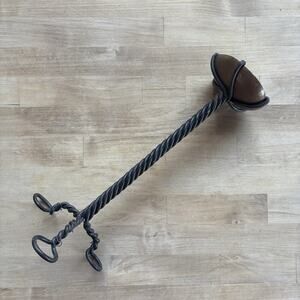 Vintage Large Hand Forged Copper w/ Twisted Metal Candle Holder